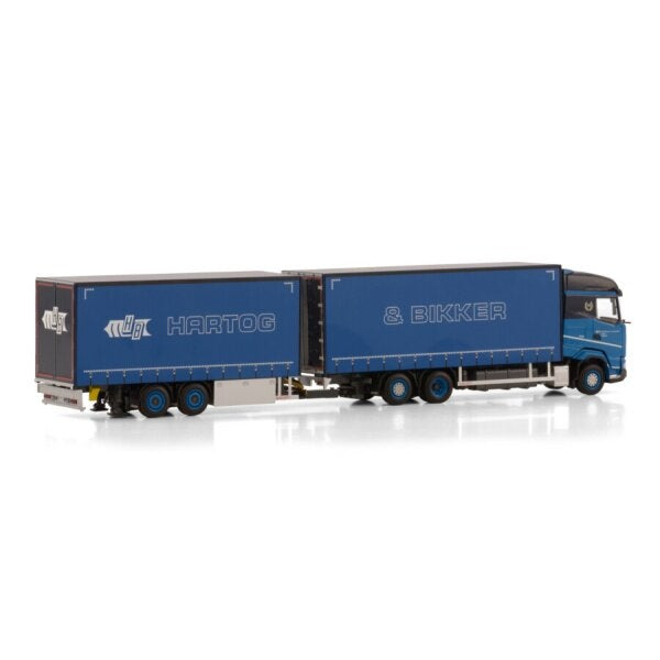1:50 DAF HARTOG BIKKER XG 6X2 CURTAINSIDE CENTRE-AXLED TRAILER 5 AXLE WSI Blue Diecast Model