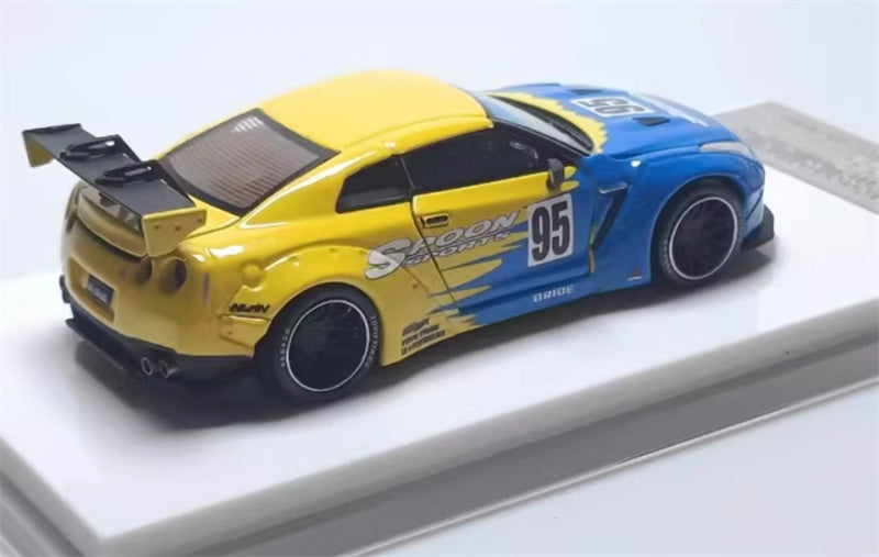 Oldtime Model Nissan GTR R35 LB PERFORMANCE wide body modification Spoon 95# coating 1:64 Car Pre-built Airliner Model Display view4