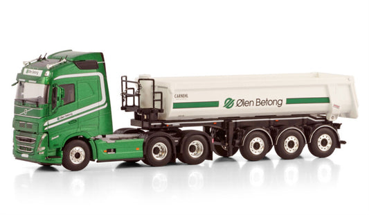 WSI VOLVO FH5 GLOBETROTTER 6X2 TAG AXLE HALF PIPE TIPPER TRAILER - 3 AXLE OLEN BETONG 1:50 Truck Pre-built Model
