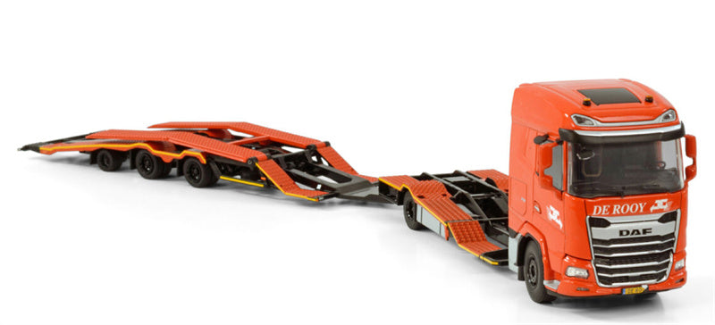 WSI DAF XG SH RIGED TRUCK TRANSPORTER TRUCK 4X2 TRUCK TRANSPORTER DRAWBAR TRAILER - 3 AXLE De Rooy 1:50 Model