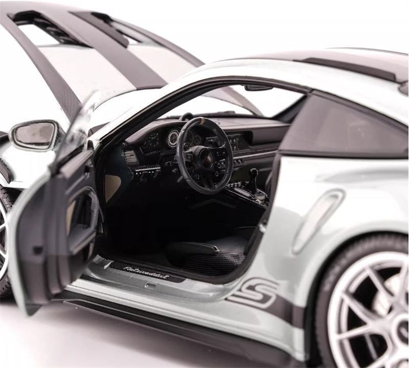 1:18 PORSCHE 911 (992) GT3 RS 2023 Silver Carbon Cover  MINICHAMPS  DIECAST Car Model