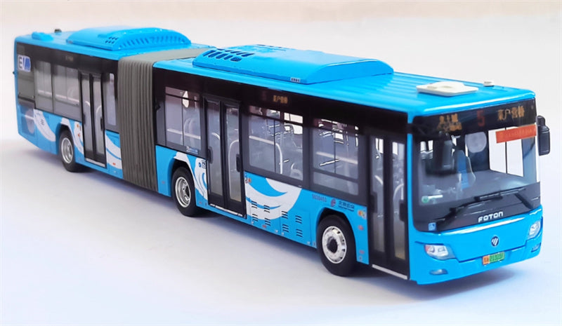 Beijing Public Transport Foton Ouhui New Energy BJ6160 5 routes Xiangyun Blue Articulated Bus 1:64 Bus Pre-built Model view7