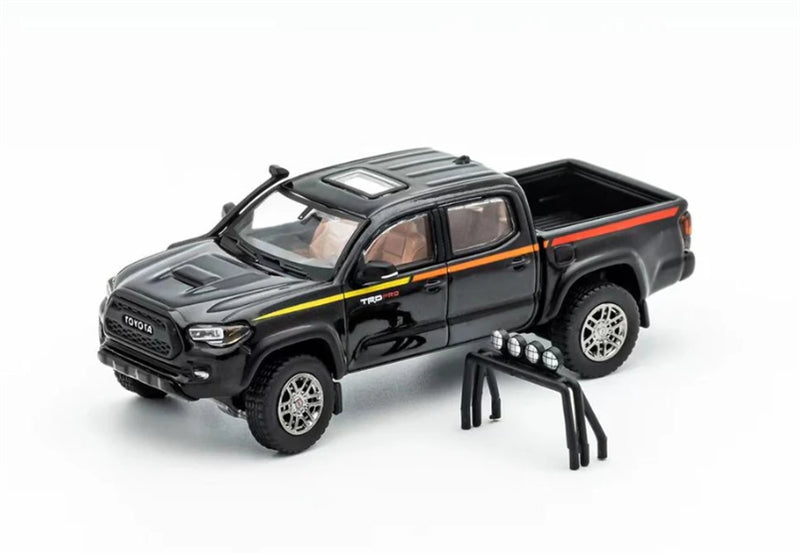 GCD TOYOTA Tacoma TRD PRO Pickup Black with Stripes LHD 1:64 Truck Pre-built Model view2