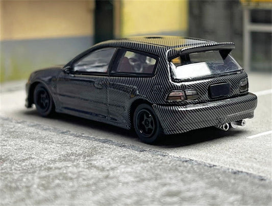 SW Honda Civic EG6 All carbon black Limited Edition 500PCS ONLY 1:64 Car Pre-built Model view2