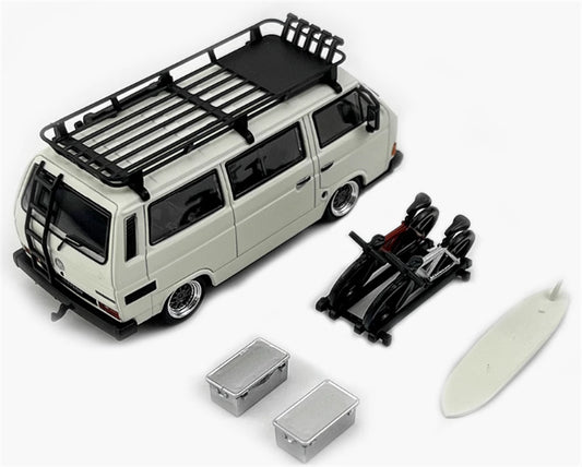 Mortal VW T3 Magway van BBS Lowered Version White - with Accessories 1:64 Car Pre-built Model view2