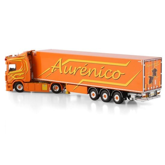 1:50 SCANIA AURNICO R CS20N 4X2 REEFER TRAILER 3 AXLE WSI  Orange Diecast Model