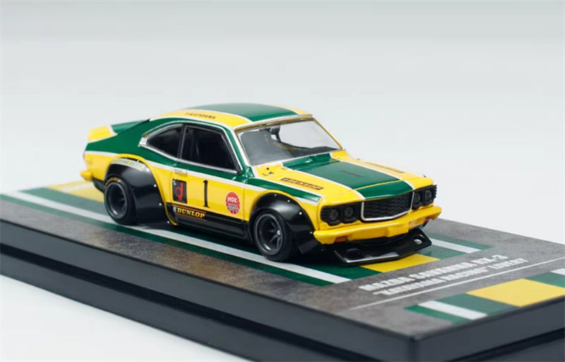 INNO64 MAZDA SAVANNA RX3 KATAYAMA Yellow # 1 1:64 car Pre-built Model view3