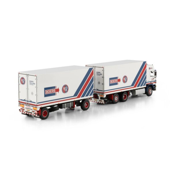 1:50 VOLVO J. STAM F12 6X2 REEFER TRUCK DRAWBAR TRAILER 5 AXLE WSI Diecast Model