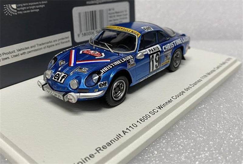 Spark Alpine Reanult A110 1600 SC Winner Coupe des Dames 11th Monte Carlo Rally 1976 1:43 Car Pre-built Model view1