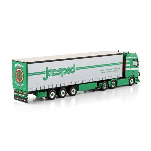 1:50 SCANIA SCHIPPER TRANSPORT CS20H 6X2 TRAILER 3 AXLE WSI  Green Diecast Model