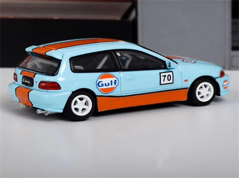 SW Honda Civic EG6 Gulf Painting Limited Edition 500PCS ONLY 1:64 Car Pre-built Model view4