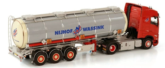 WSI VOLVO FH5 GLOBETROTTER 4X2 TANK TRAILER - 3 AXLE NIJHOF WASSINK TRANSPORT 1:50 Truck Pre-built Model