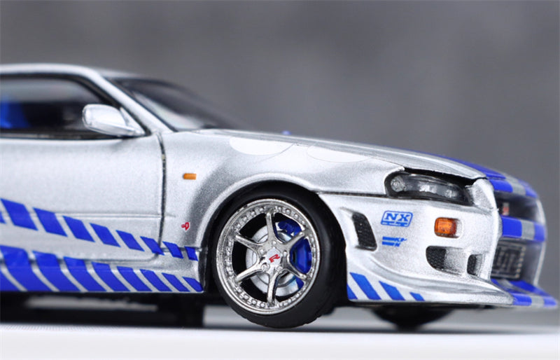 Focal Horizon Nissan Skyline GT-R R34 Silver Blue Limited Edition 999PCS ONLY 1:64 Car Pre-built Model view6