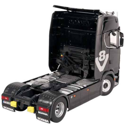 NZG SCANIA 730S Black V8 transport vehicle + double-layer trailer KIT 1:18 DIECAST Truck Lorry