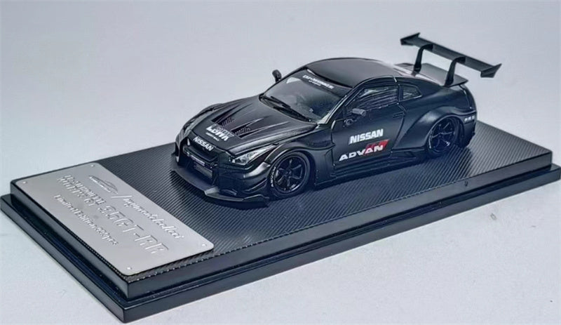 mymodelcollect Nissan 35GT-RR LBWK Limited Edition Matte Black ADVAN HKS 1:64 Car Pre-built Model view1