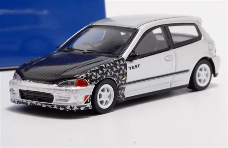 SW Honda Civic EG6 Silver carbon cover Limited Edition 500PCS ONLY TEST 1:64 Car Pre-built Model view1