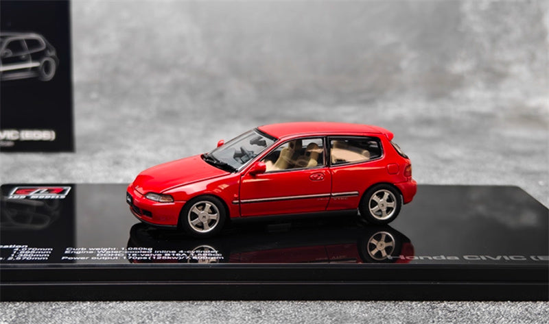 LCD-MODELS Honda Civic SiR II EG6 Fully open red Beige Interior 1:43 Car Model view1