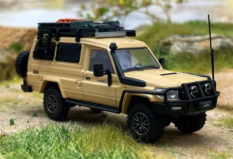 Autobots Models Toyota Land Cruiser LC78 J70 Off road modified version of personnel carrier light yellow 1:64 Truck Pre-built Model view5
