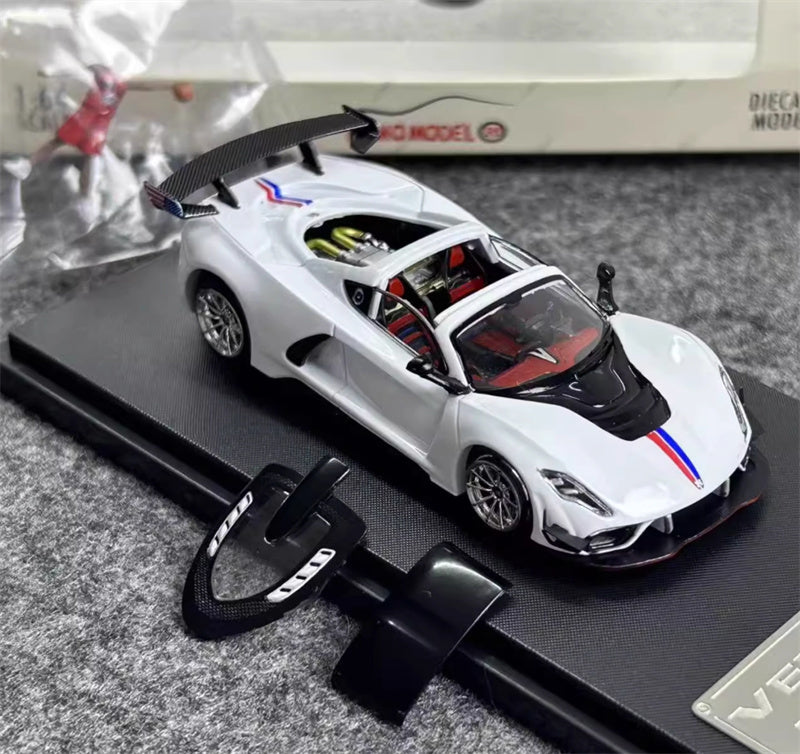 Rhino Model Hennessey Venom F5 Limited Edition 999PCS ONLY White w/ Figure 23# 1:64 Car Pre-built Model view7