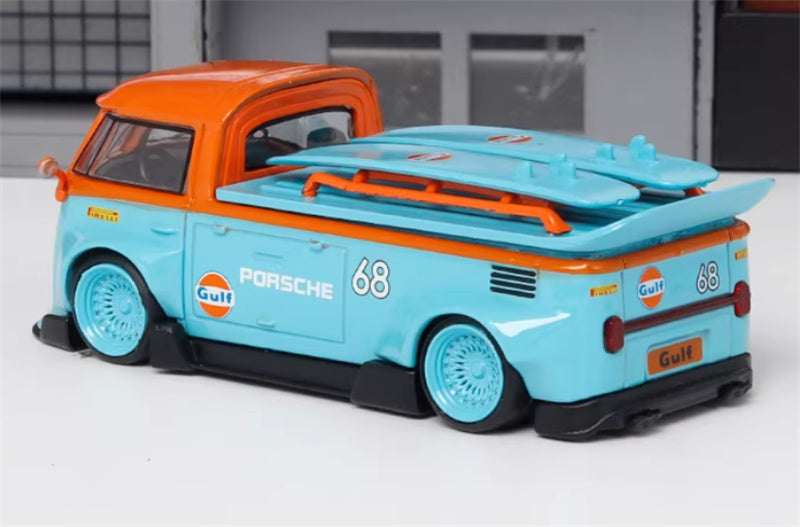 LMLF MODEL Volkswagen T1 Kombi wide body pickup truck with lid Gulf 1:64 Truck Pre-built Model view2