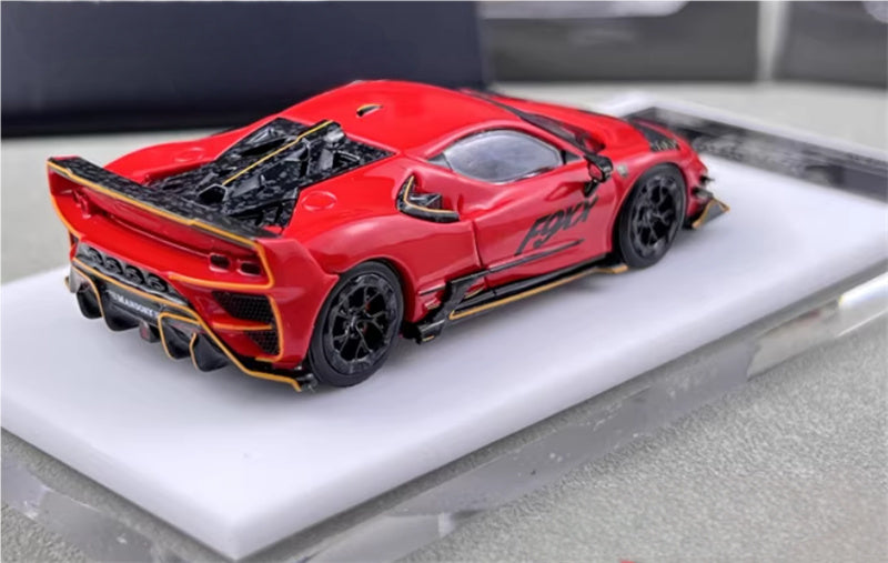 HKM Premium Mansory modified version Ferrari SF90 F9XX supercar Red hardtop Limited Edition 1:64 Car Pre-built Airliner Model Display view4