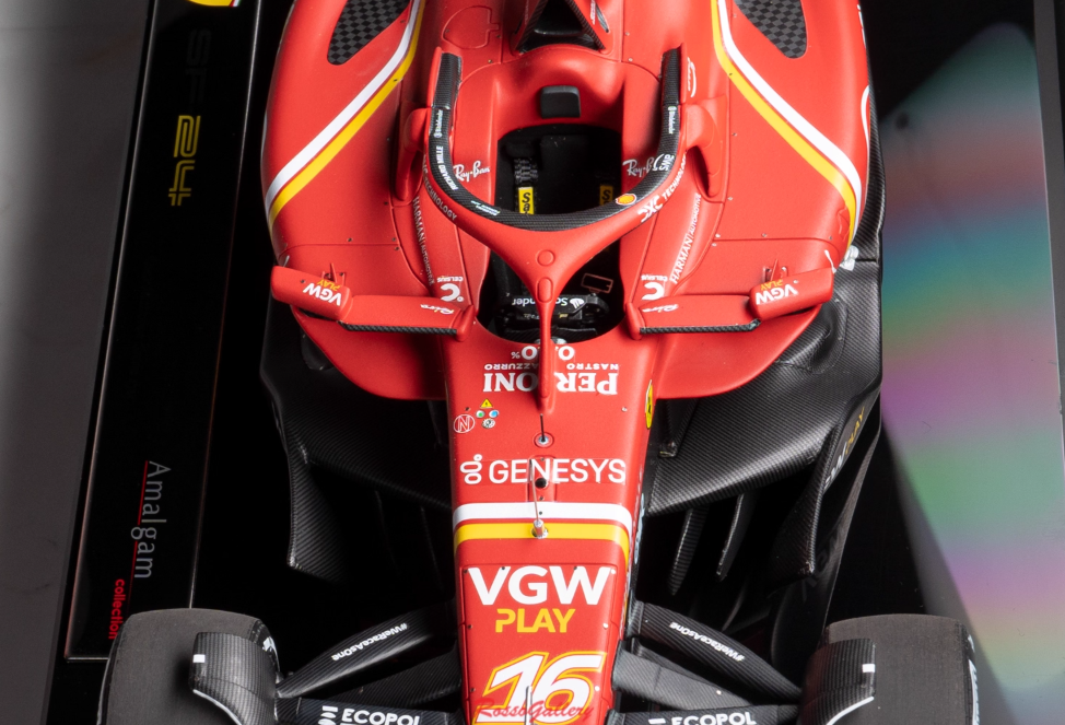 Amalgam Ferrari SF24 Racing Australian Grand Prix Leclerc #16 Santander V-Power VGW Play aws Palantir Richard Mille Ceva HCLSoftware Peroni Ray-ban 1:18 Car Pre-built Model view7