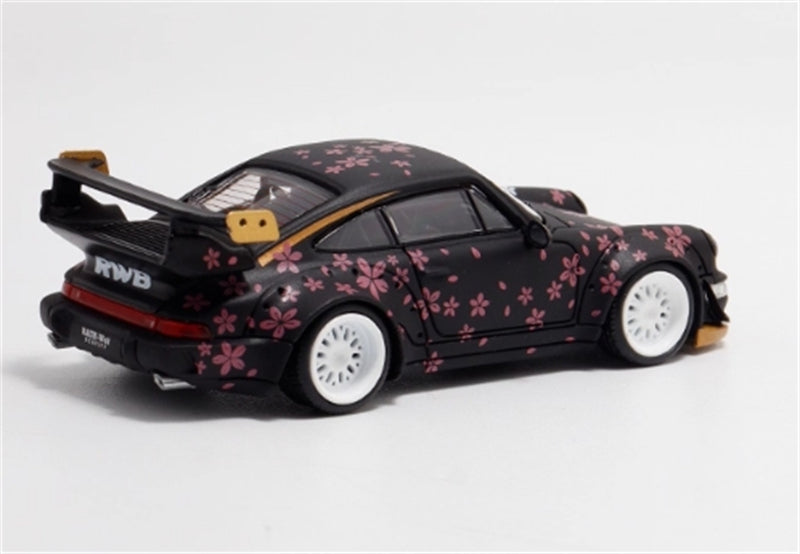 1:64 Porsche 911 RWB964 Matte Black with Cherry Blossom BSC DIECAST Limited Edition 499pcs ONLY Model