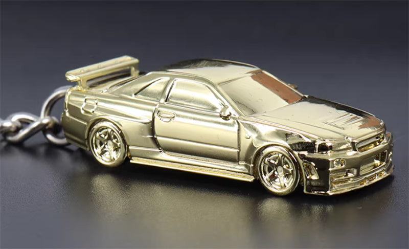 1:87 Nissan GTR34  gold plating  SEEKER  DIECAST Keychain Model