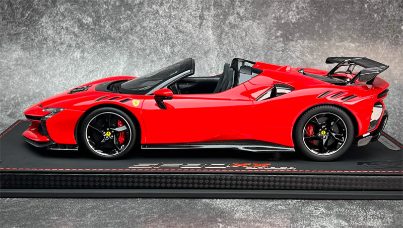 BBR MODELS Ferrari SF90XX Spider Rosso Crosa Limited Edition 150PCS ONLY Leather base 1:18 Car Pre-built Model view6