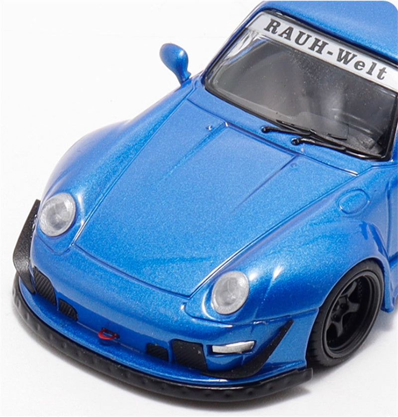 DECODE Porsche RWB 993 transparent blue RAUH - Welt 1:64 Car Pre-built Model view7
