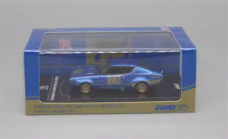 INNO64 Nissan Skyline 2000 GT-R (KPGC110) Blue # 73 1:64 car Pre-built Model view8