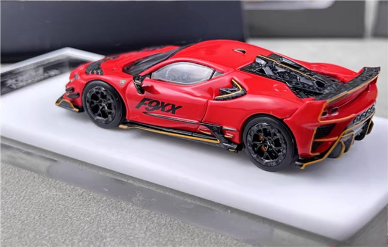 HKM Premium Mansory modified version Ferrari SF90 F9XX supercar Red hardtop Limited Edition 1:64 Car Pre-built Airliner Model Display view2