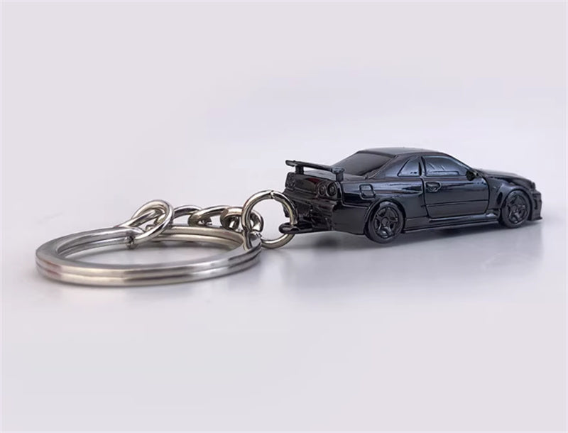 1:87 Nissan GTR34  Electroplating Dark gray  SEEKER  DIECAST Keychain Model