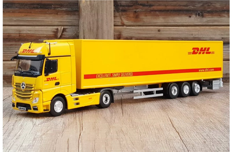 Mercedes ACTROS Shipping Container Truck DHL coating 1:50 Truck Pre-built Airliner Model Display view1