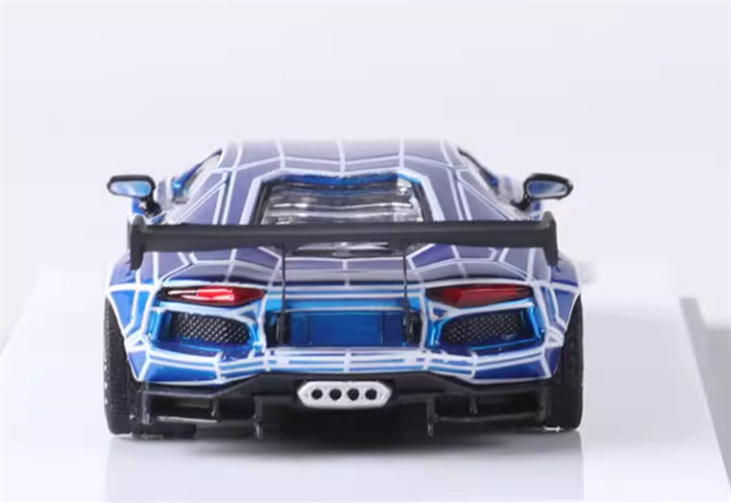 KING MODEL Lamborghini LP700 AVENTADOR Burst Pattern Luminous Edition Plated Blue 1:64 Car Pre-built Model view7