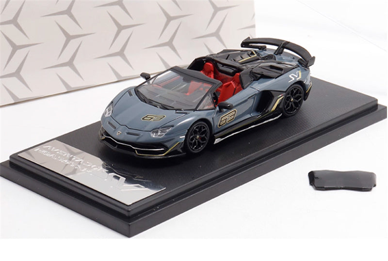 Rhino Model Lamborghini Aventador SVJ 63 Roadster Grey convertible 1:64 Car Pre-built Model view1
