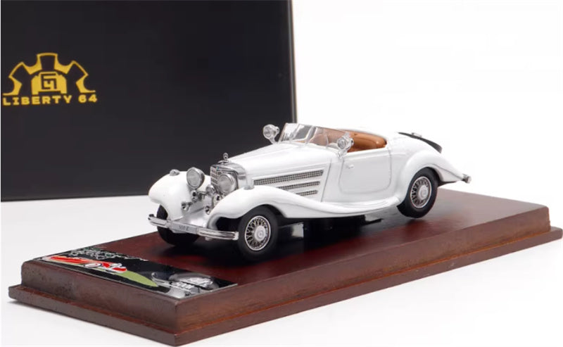 Liberty 64 Mercedes Benz 500K Classic Vintage Car White - without top cover 1:64 Car Pre-built Airliner Model Display view1