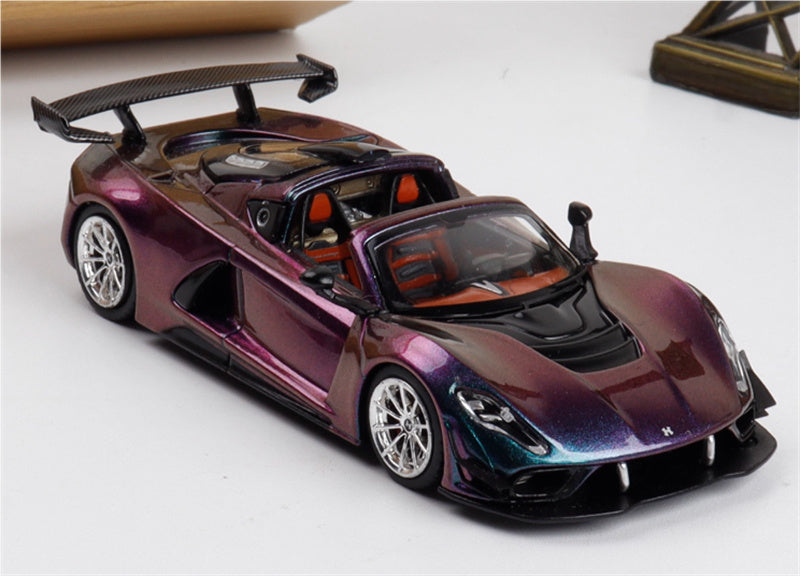 Rhino Model Hennessey Venom F5 Limited Edition 499PCS ONLY color-changing purple w/ Figure 23# 1:64 Car Pre-built Model view5