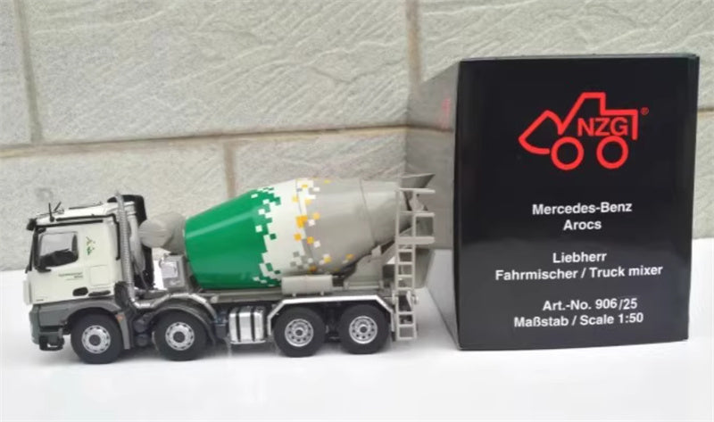 NZG AROCS 8X4 concrete mixer truck green white 1:50 Truck Pre-built Model