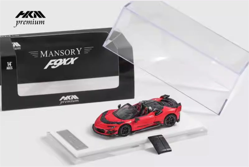 HKM Premium Mansory modified version Ferrari SF90 F9XX supercar Red convertible Limited Edition 1:64 Car Pre-built Airliner Model Display view8
