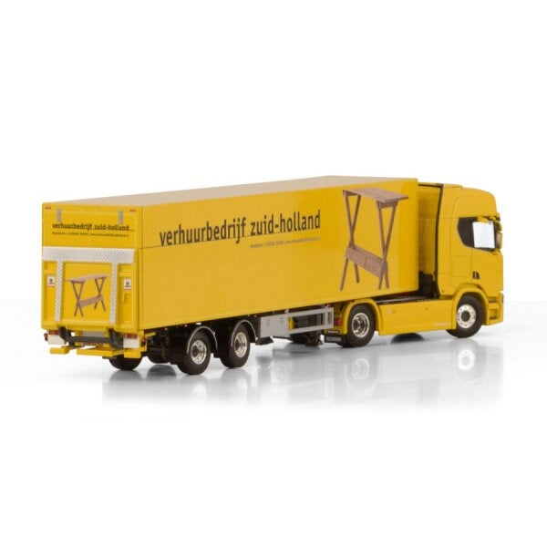 1:50 SCANIA VERHUURBEDRIJF R CR20H 4X2 TRIDEC BOX TRAILER 2 AXLE WSI  Yellow DIECAST Model