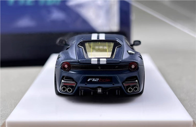 Stance Hunters Ferrari F12 TDF Supercar Limited Edition 499PCS ONLY Tour de France blue - white stripes 1:64 Car Pre-built Model view6