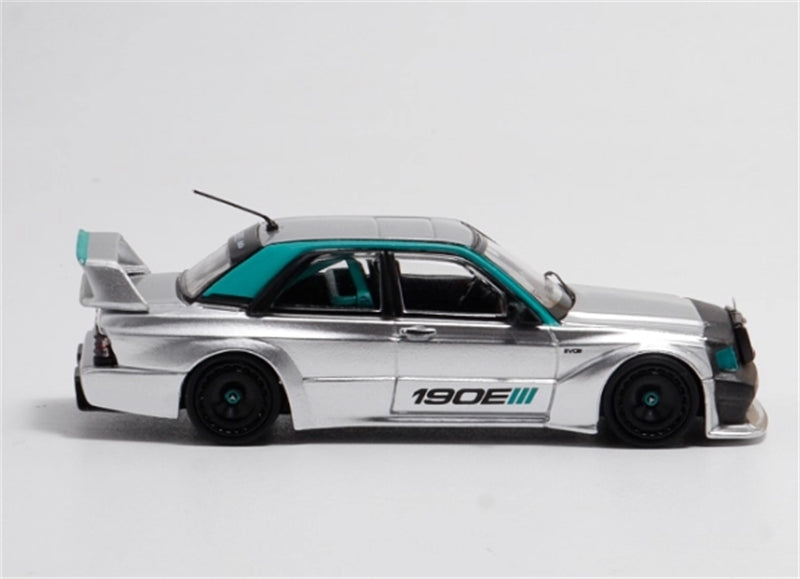 1:64 Mercedes Benz 190E EVO III W201 Silver Rhino Model DIECAST Model