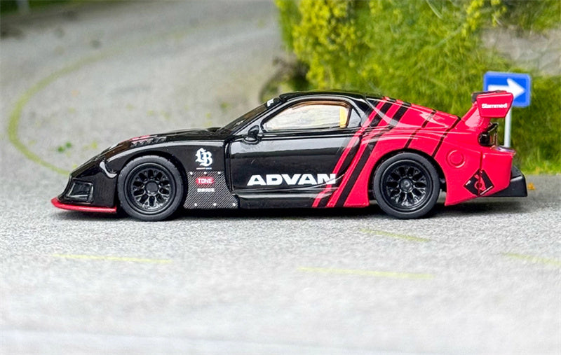 MINIGT Mazda RX-7 LB-Super Silhouette Advan black and red coating color box packaging 1:64 Car Pre-built Model view3