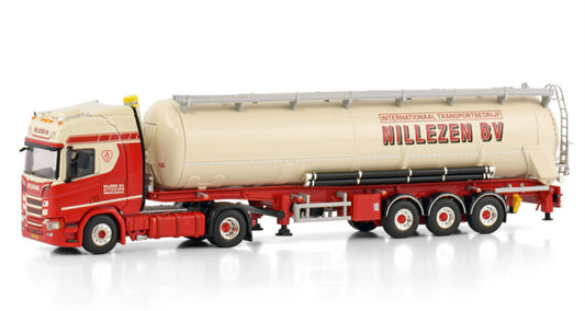 WSI SCANIA R HIGHLINE CR20H 4X2 TIPPER BULK TRAILER - 3 AXLE Nillezen Transport 1:50 Truck Pre-built Model