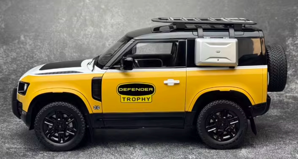 Almost Real 2023 Land Rover Defender 90 Trophy Yellow White 1:18 Car Pre-built Model view5