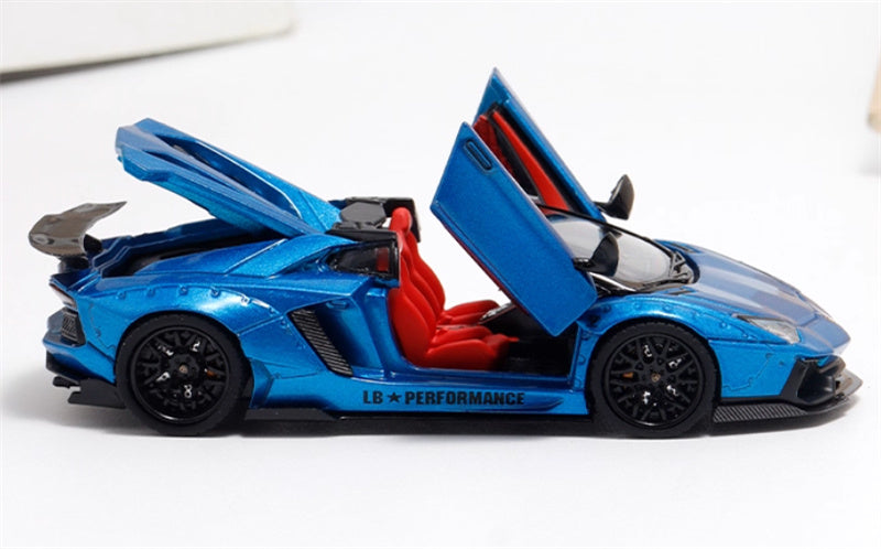 Rhino Model Lamborghini AVENTADOR LP700-4 LBWK Supercar Limited Edition 666PCS ONLY Blue 1:64 Car Pre-built Model view3