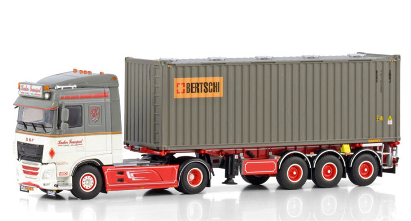 WSI DAF XF SPACE CAB MY2017 4X2 CONTAINER TRAILER - 3 AXLE + 30FT BULKCONTAINER De Kraker Bertschi 1:50 Truck Pre-built Model