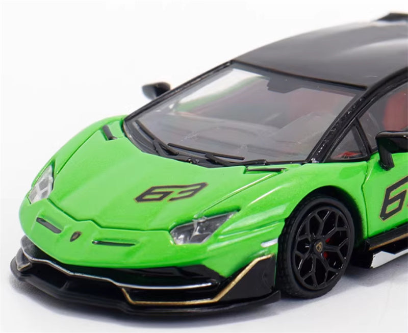 Max well Lamborghini Aventador SVj 63 # Pearl green hardtop 1:64 Car Pre-built Airliner Model Display view7
