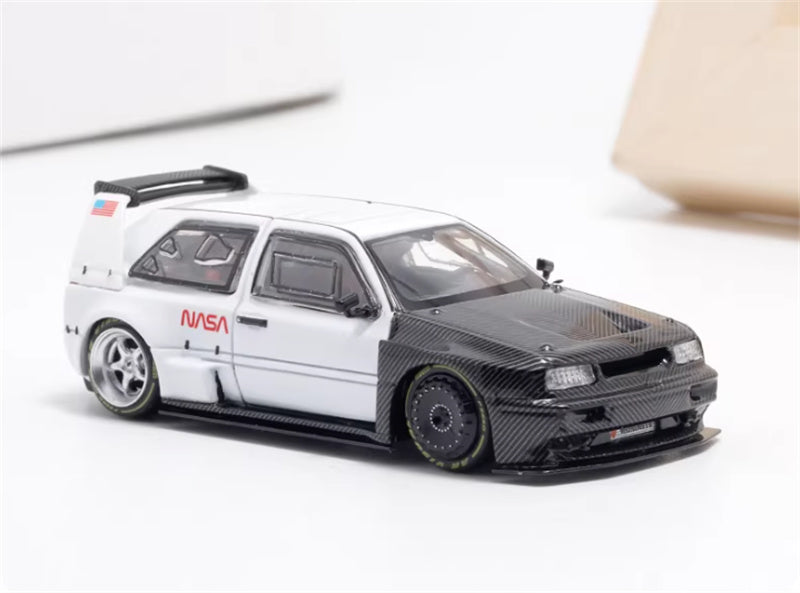 RHINO MODEL VW Golf Mk3 Concept Widebody Moon Rover white & Black 1:64 car Pre-built Model view4
